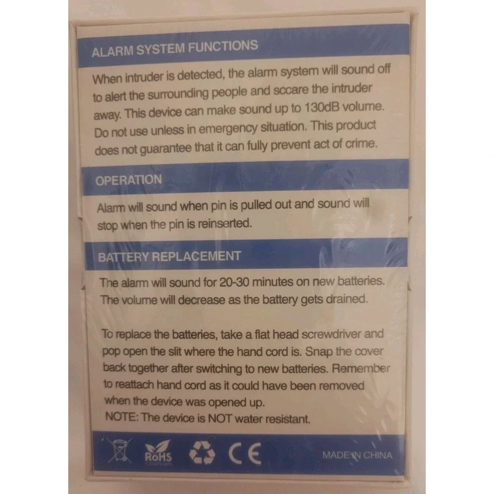POCKET GUARDIAN PERSONAL SAFETY ALARM NEW‎ SEALED